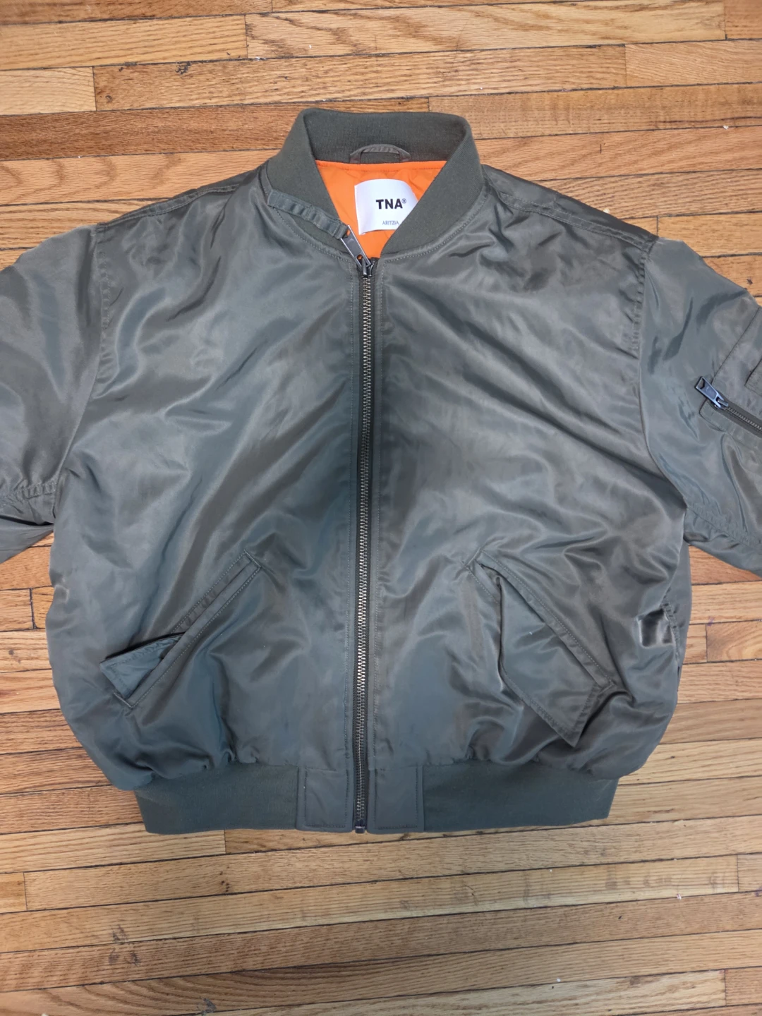 Olive green aritzia bomber zip up jacket - photo 2
