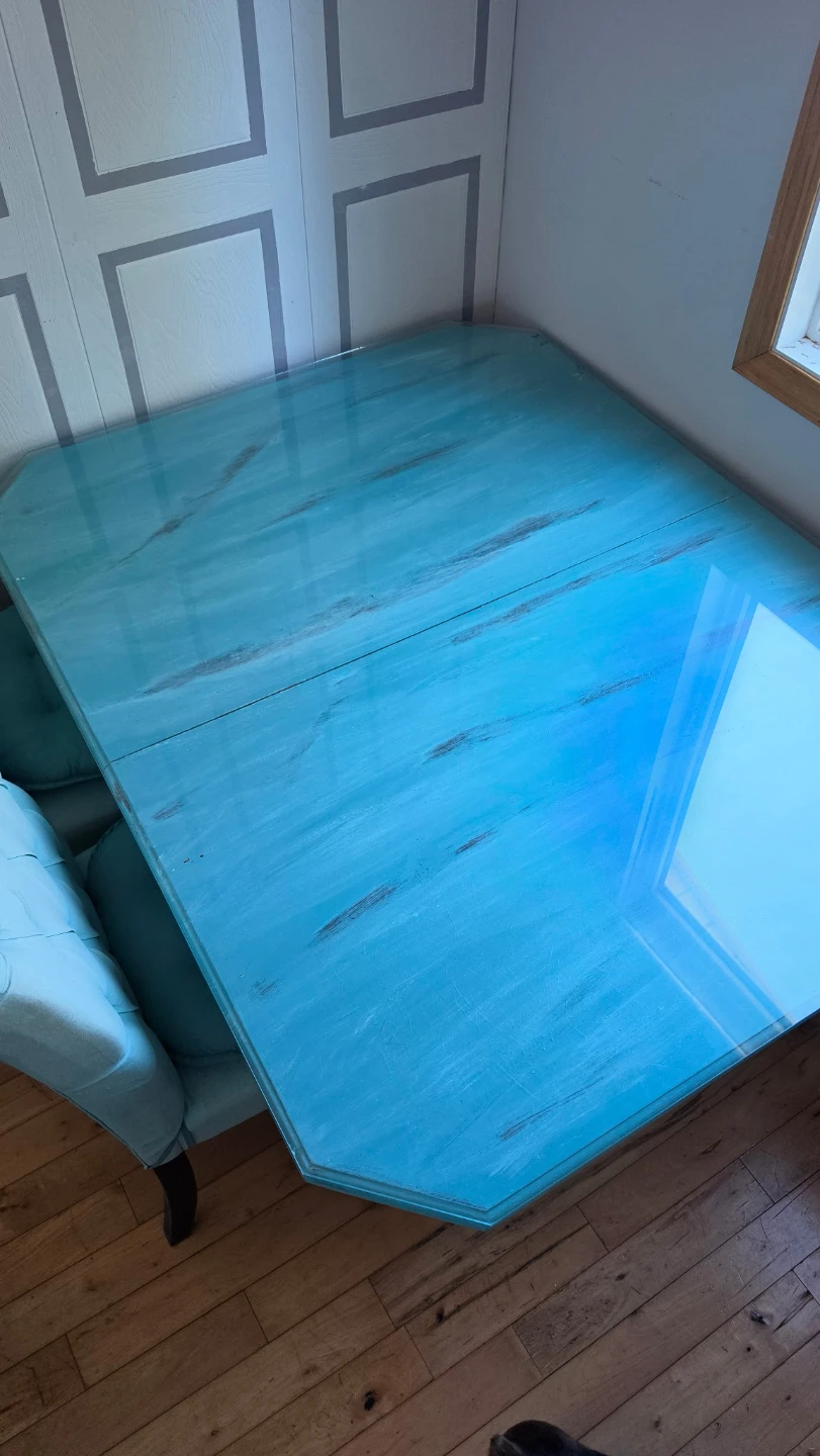 Teal Tufted Dining Chairs and Matching Table Set - photo 2
