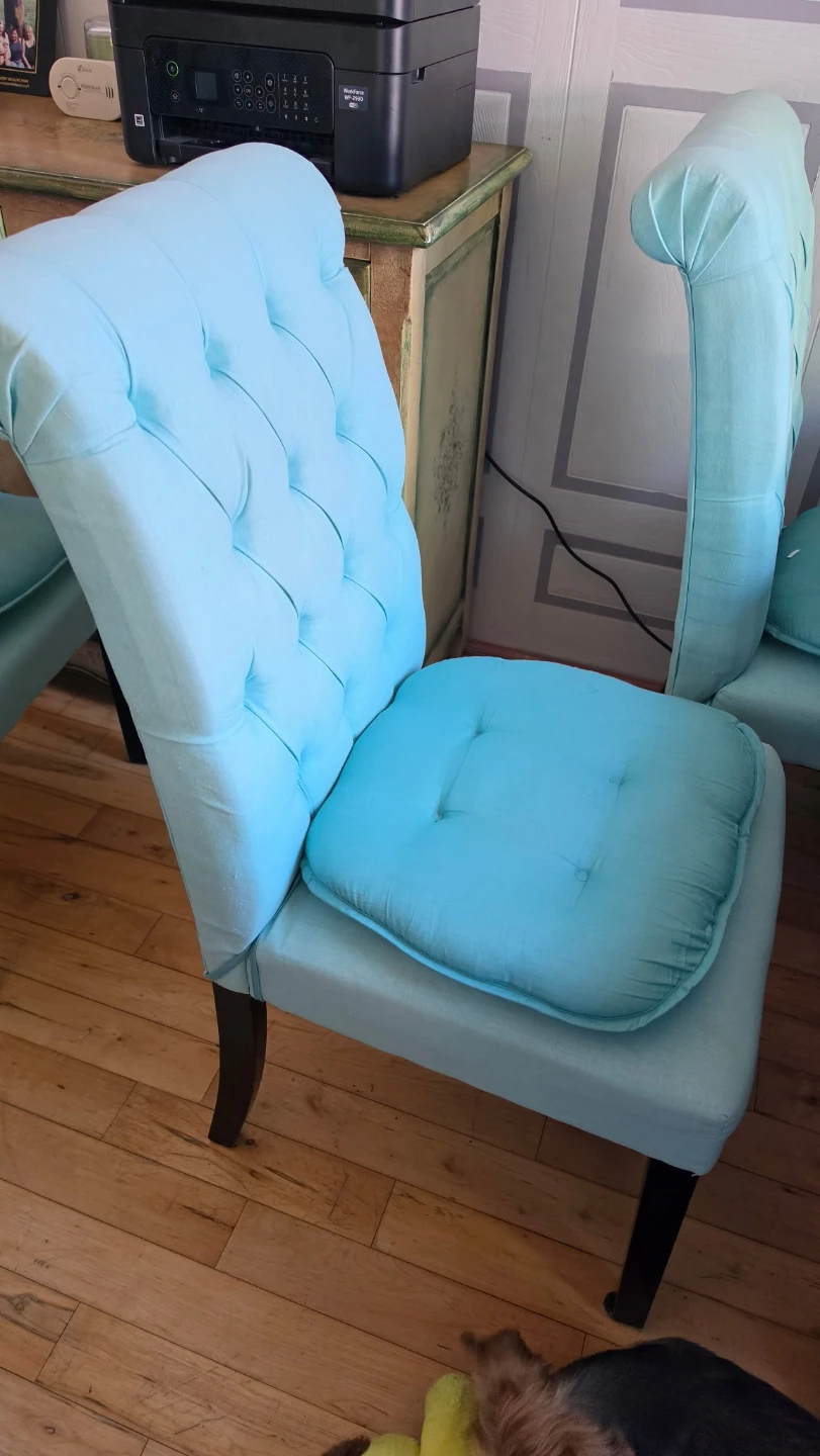 Teal Tufted Dining Chairs and Matching Table Set - photo 3