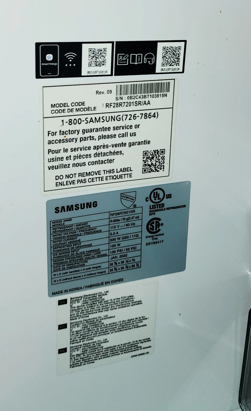 Samsung French Door Refrigerator RF28R7201SR