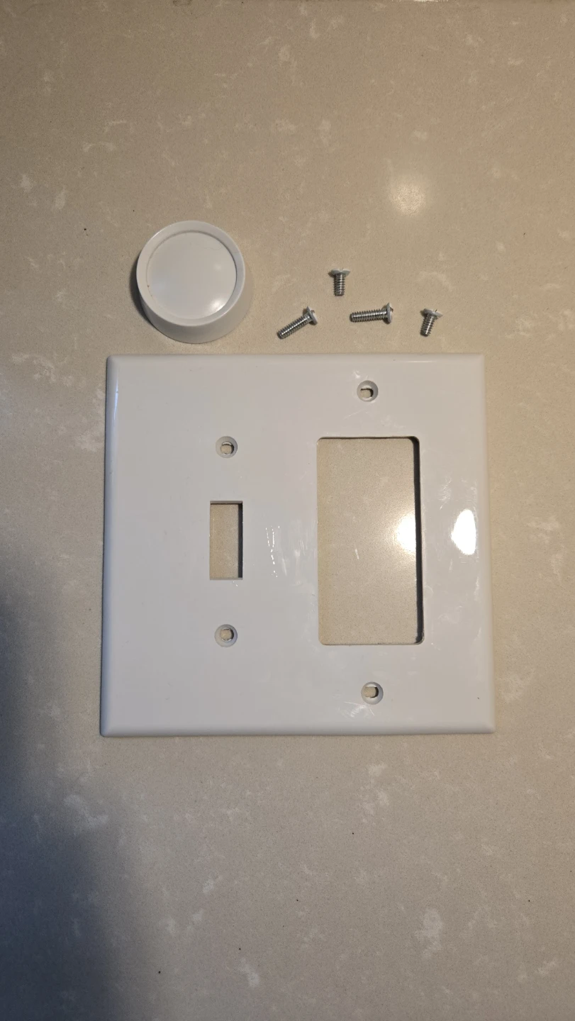 White Toggle Dimmer and Duplex Outlet Wall Plate