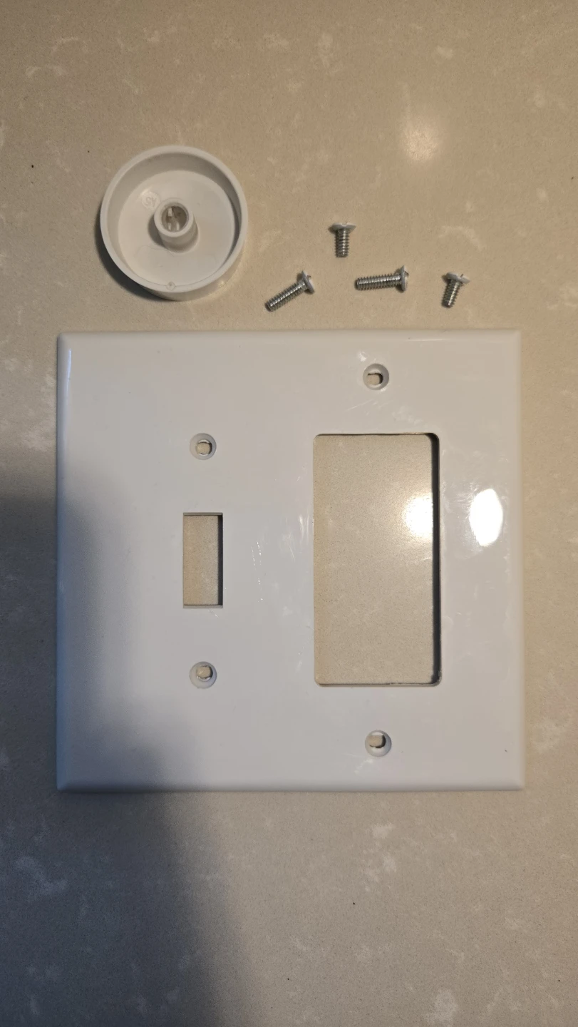 White Toggle Dimmer and Duplex Outlet Wall Plate - photo 2