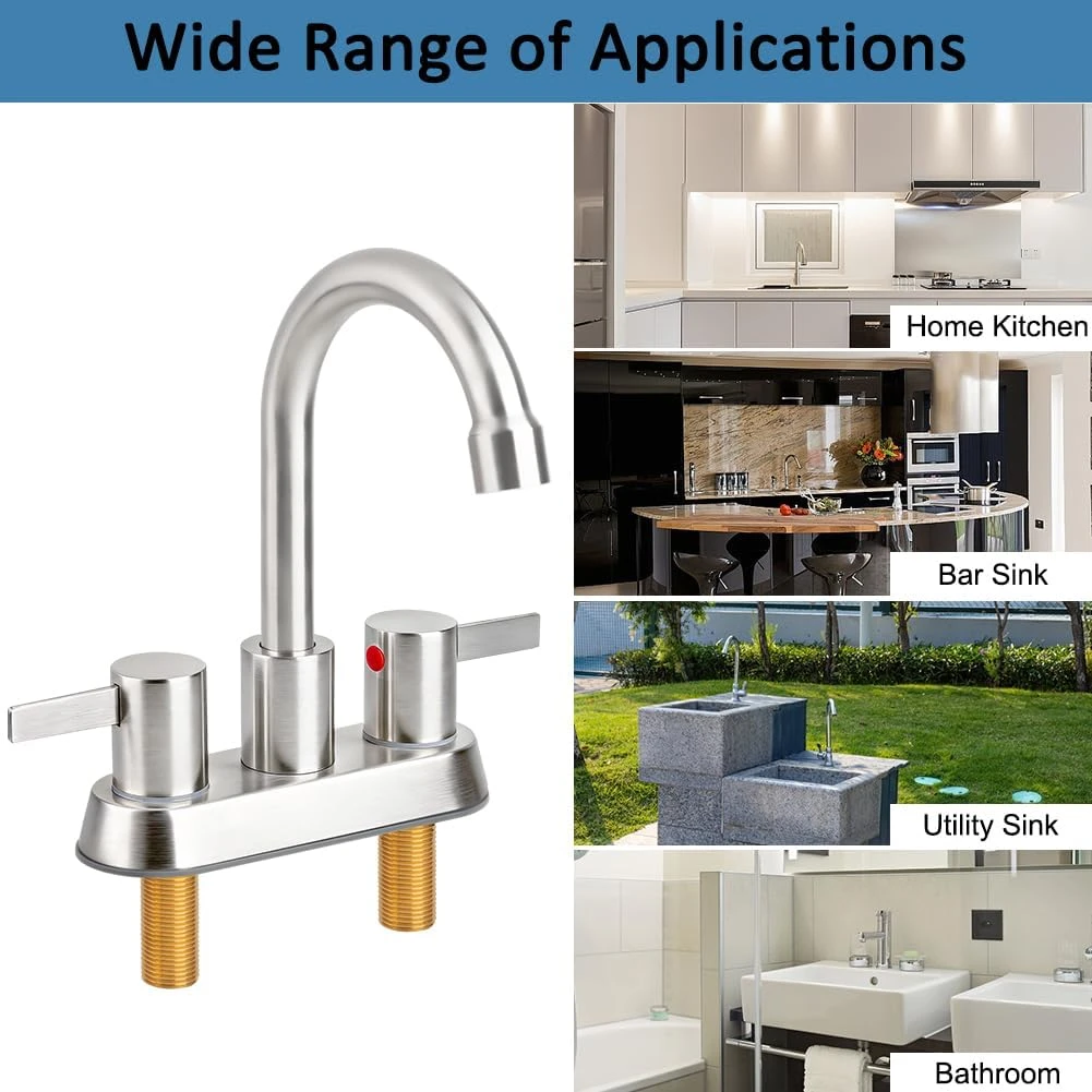Silver 4 Inch Center Commercial Bar Sink Faucet - photo 3