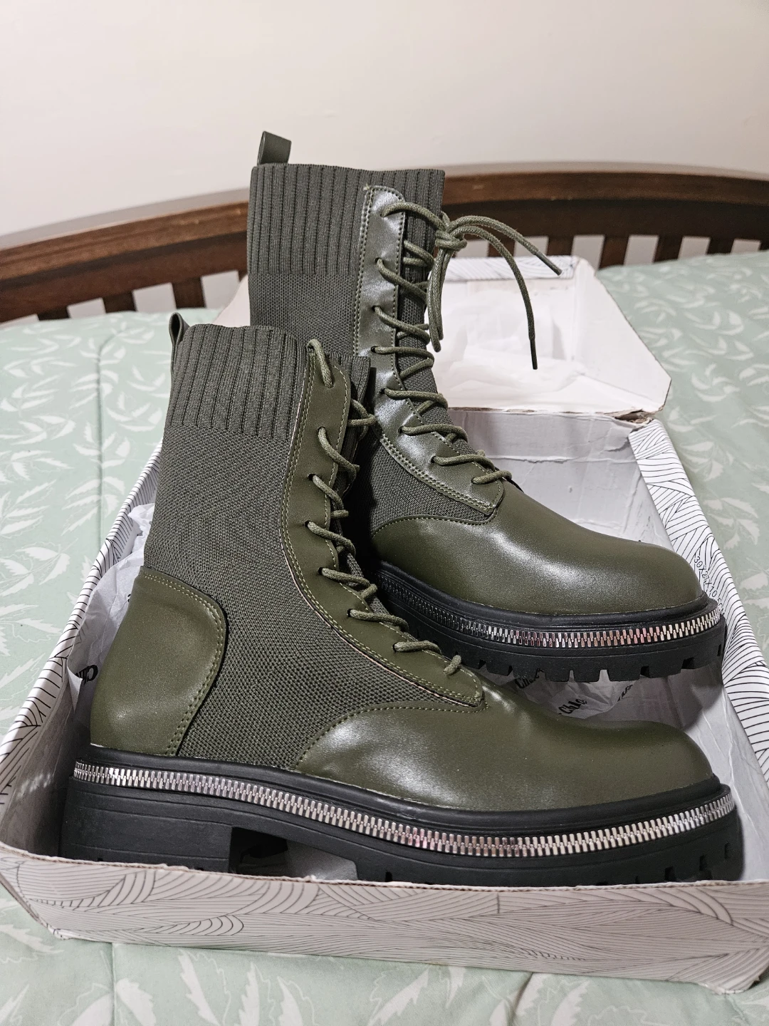 Chase + Chloe Olive Combat Boots Size 8.5