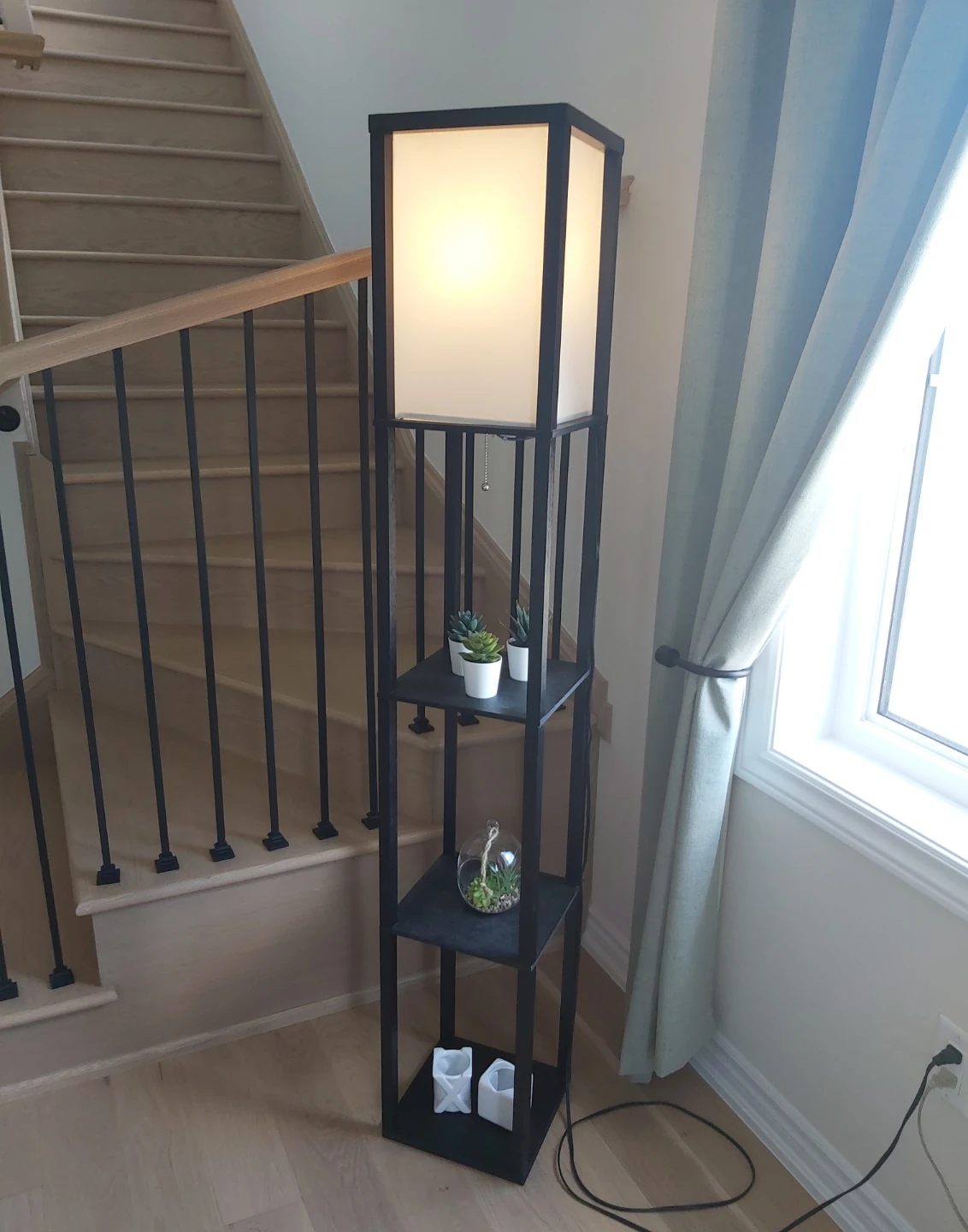 Black Floor Lamp with Shelves