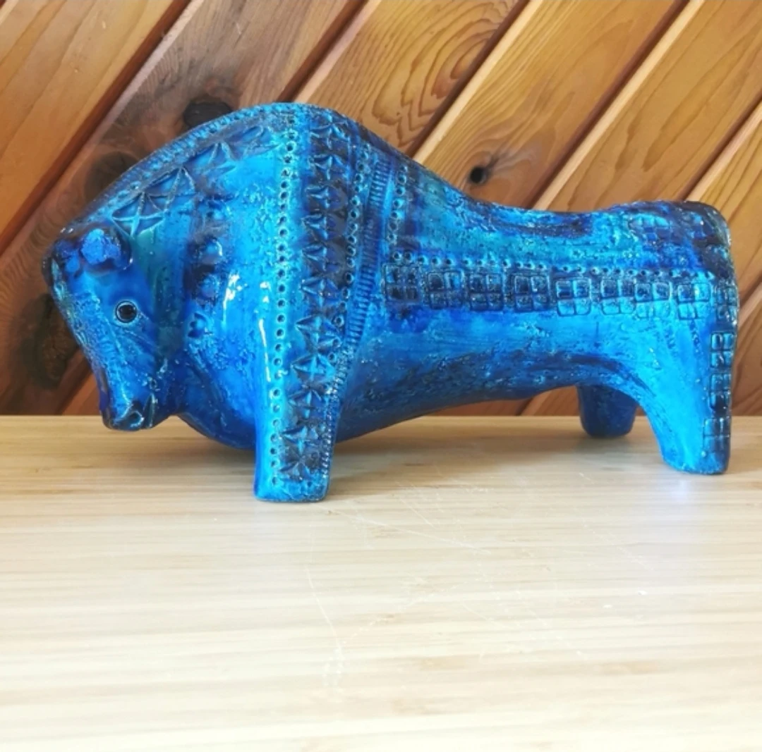 Vintage Bitossi Rimini Blu Ceramic Bull - photo 3