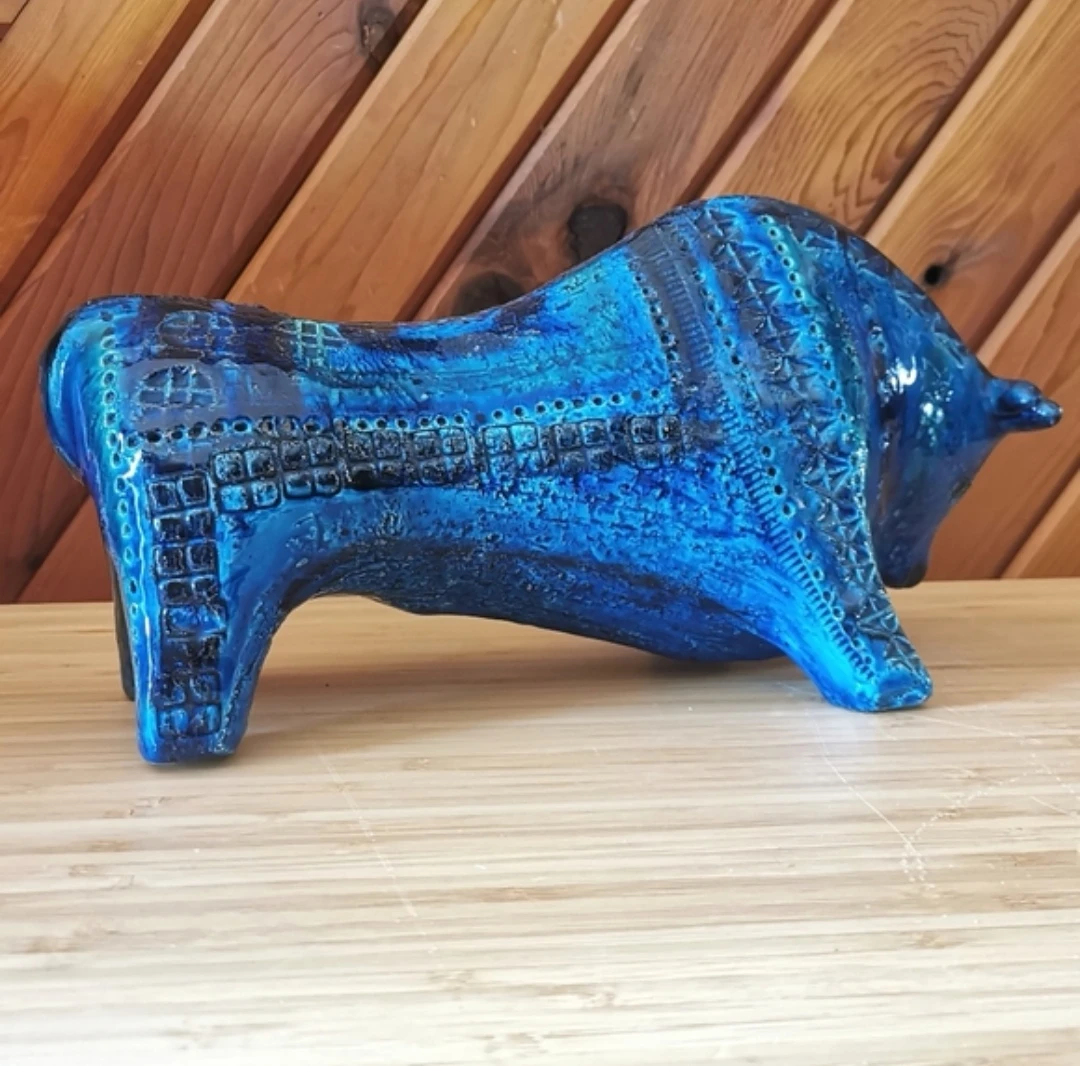 Vintage Bitossi Rimini Blu Ceramic Bull - photo 4