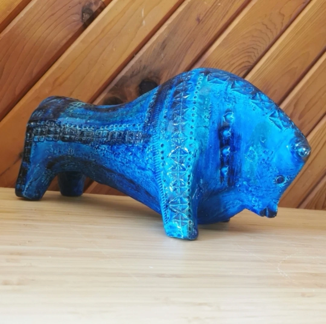 Vintage Bitossi Rimini Blu Ceramic Bull - photo 5