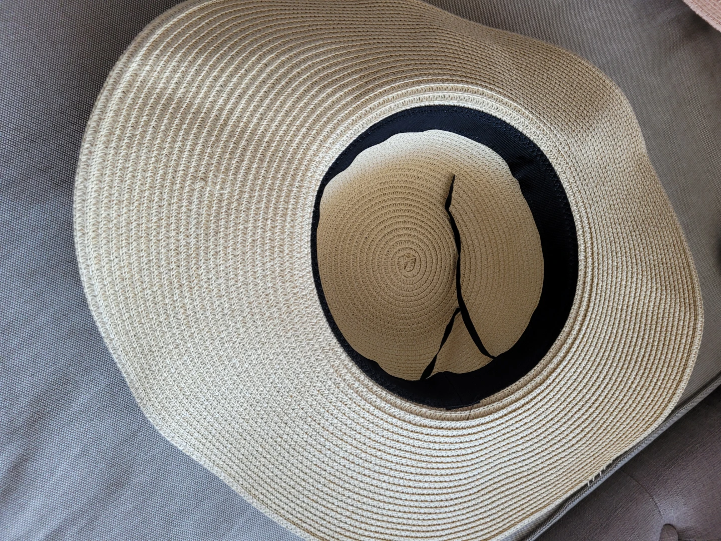 Wide Brim Sun Hat with Black Ribbon - photo 2