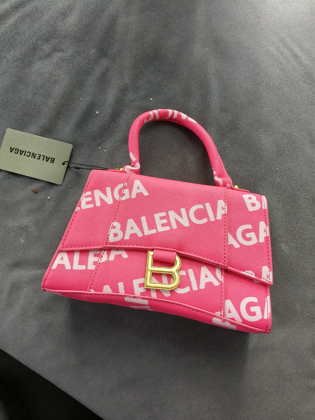 Balenciaga Pink All-Over Logo Mini Handbag