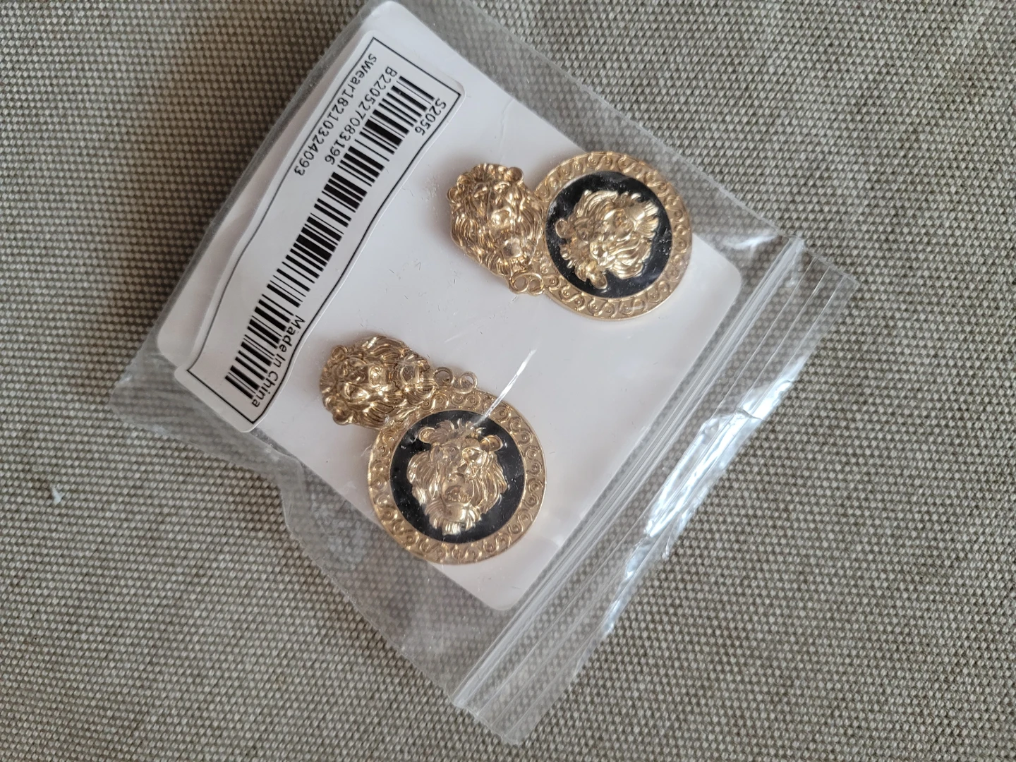 Gold Lion Head Drop Earrings