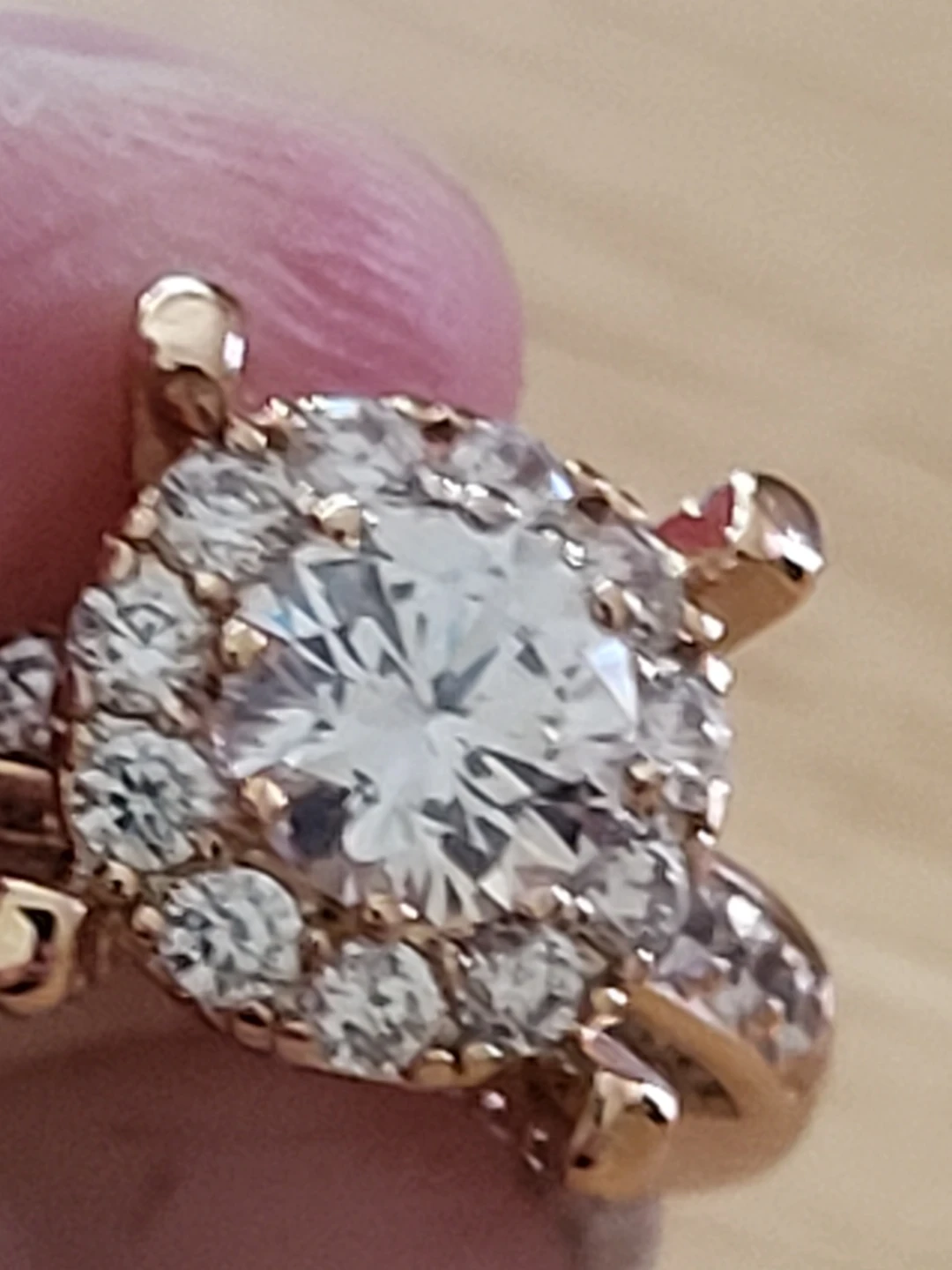 Rose Gold Diamond Halo Ring - photo 3