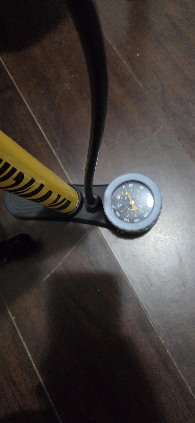 Yellow Bike Floor Pump with Gauge