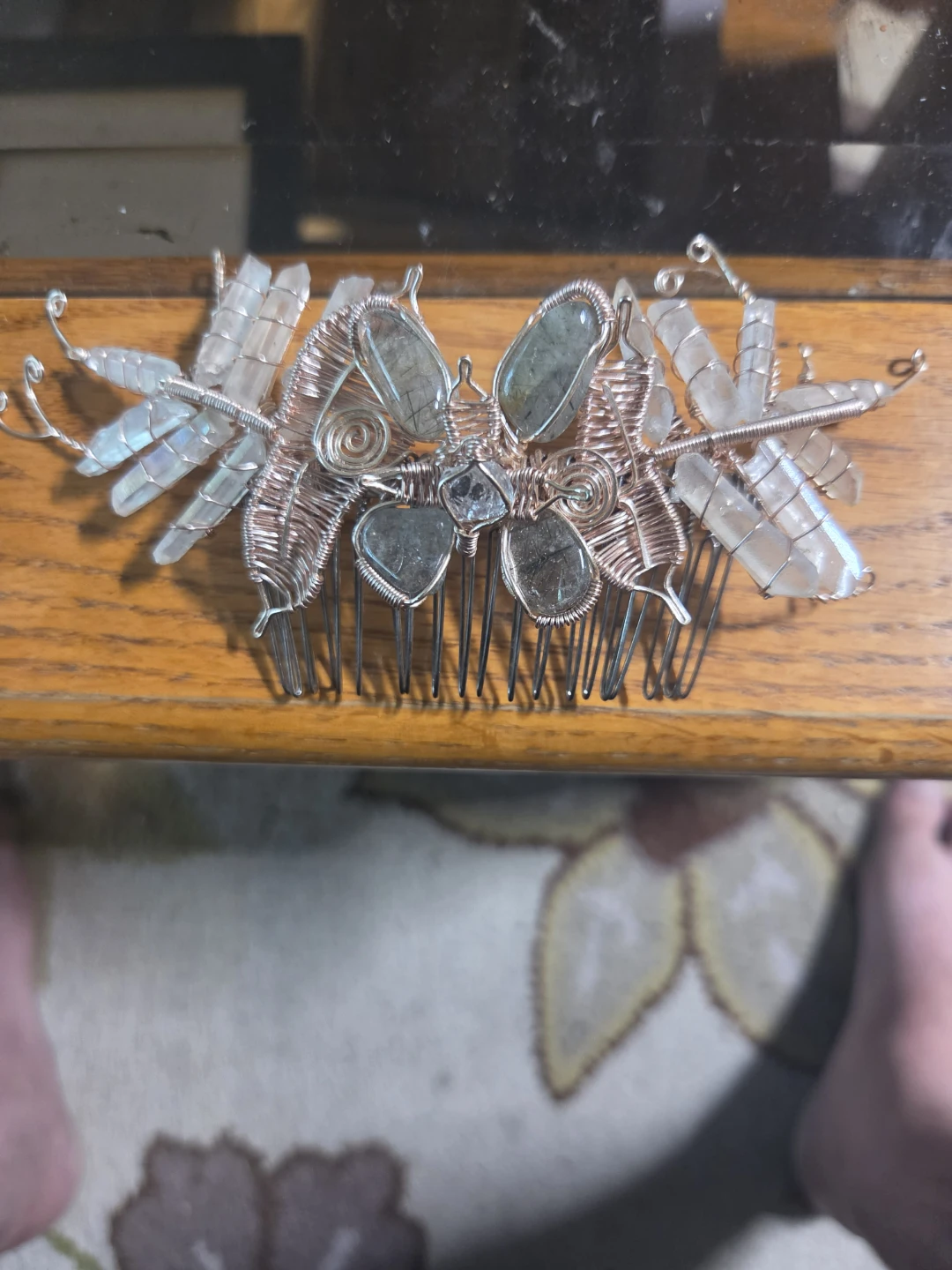 Wire Wrapped Crystal Hair Comb