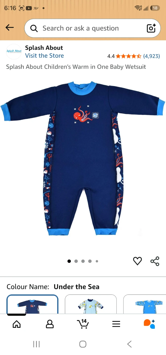 Splash About Children's Warm in One Baby Wetsuit