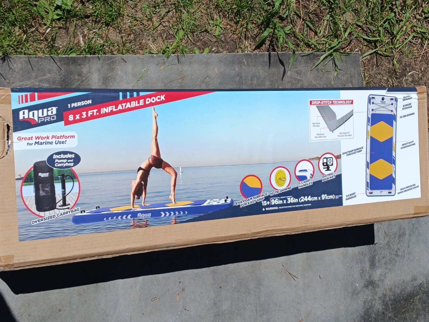 Aqua Leisure 8' x 3' Inflatable Marine Deck/Yoga Mat - photo 2
