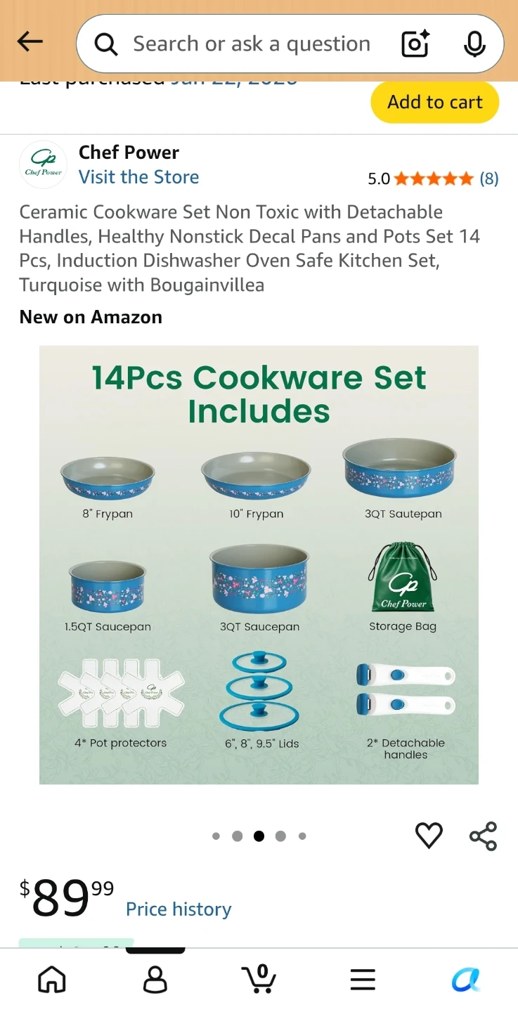 Chef Power 14 Pc Ceramic Cookware Set with Detachable Handles - photo 2