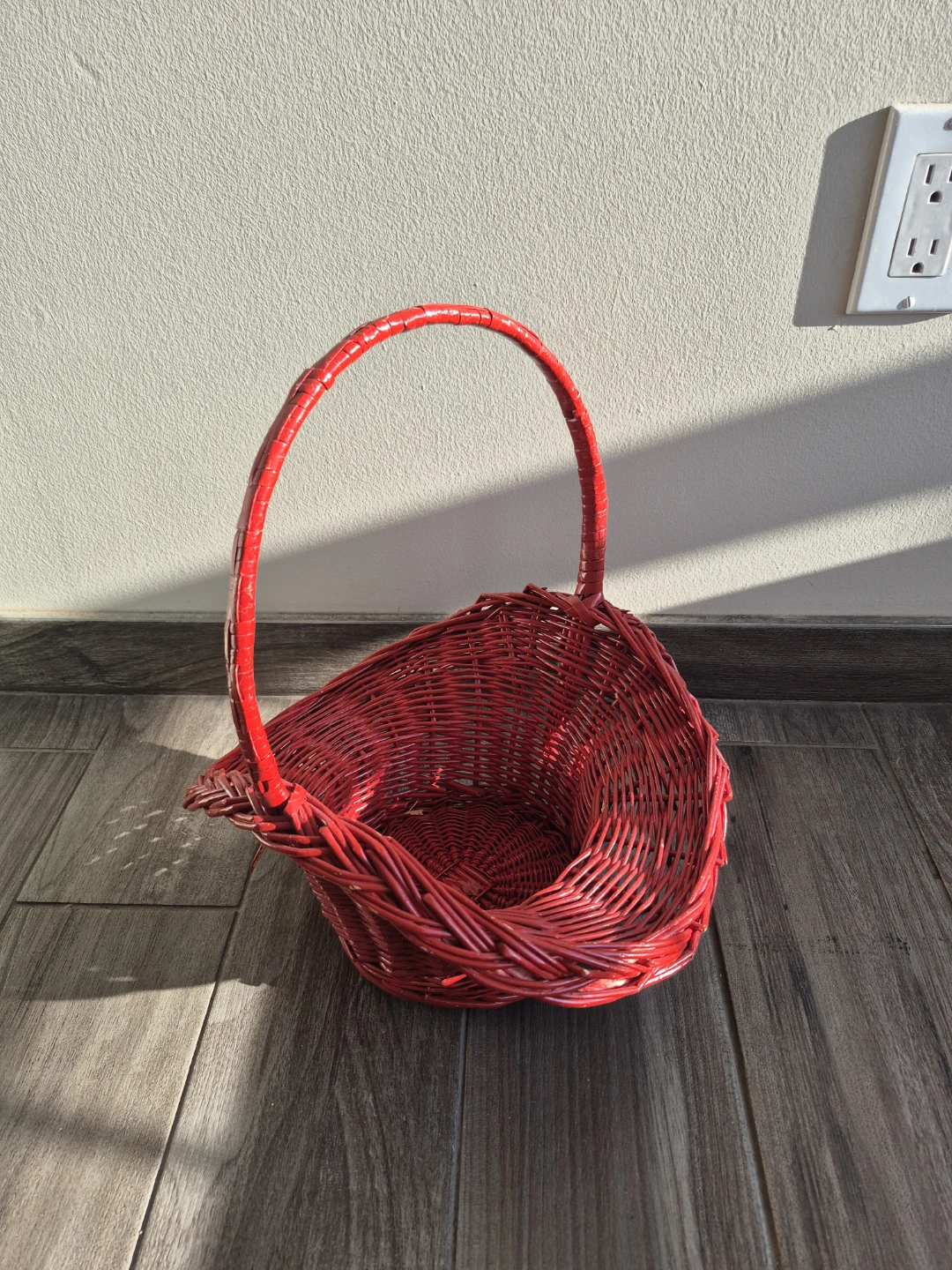 Red Wicker Basket with Handle