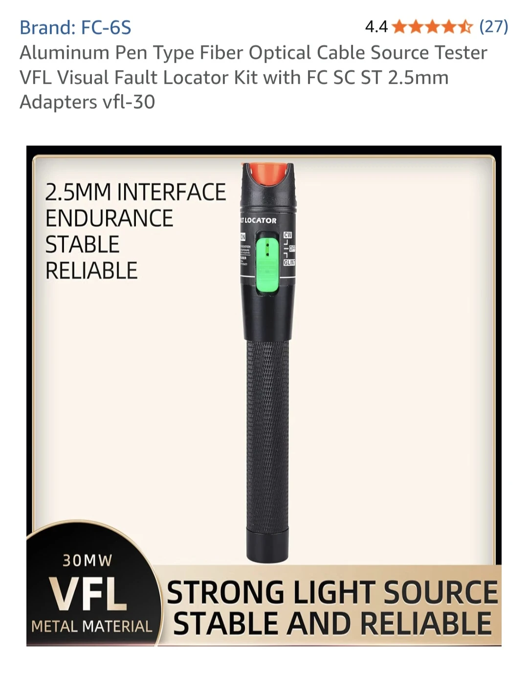 Pen Type Fiber Optical Cable Visual Fault Locator 30mW - photo 2