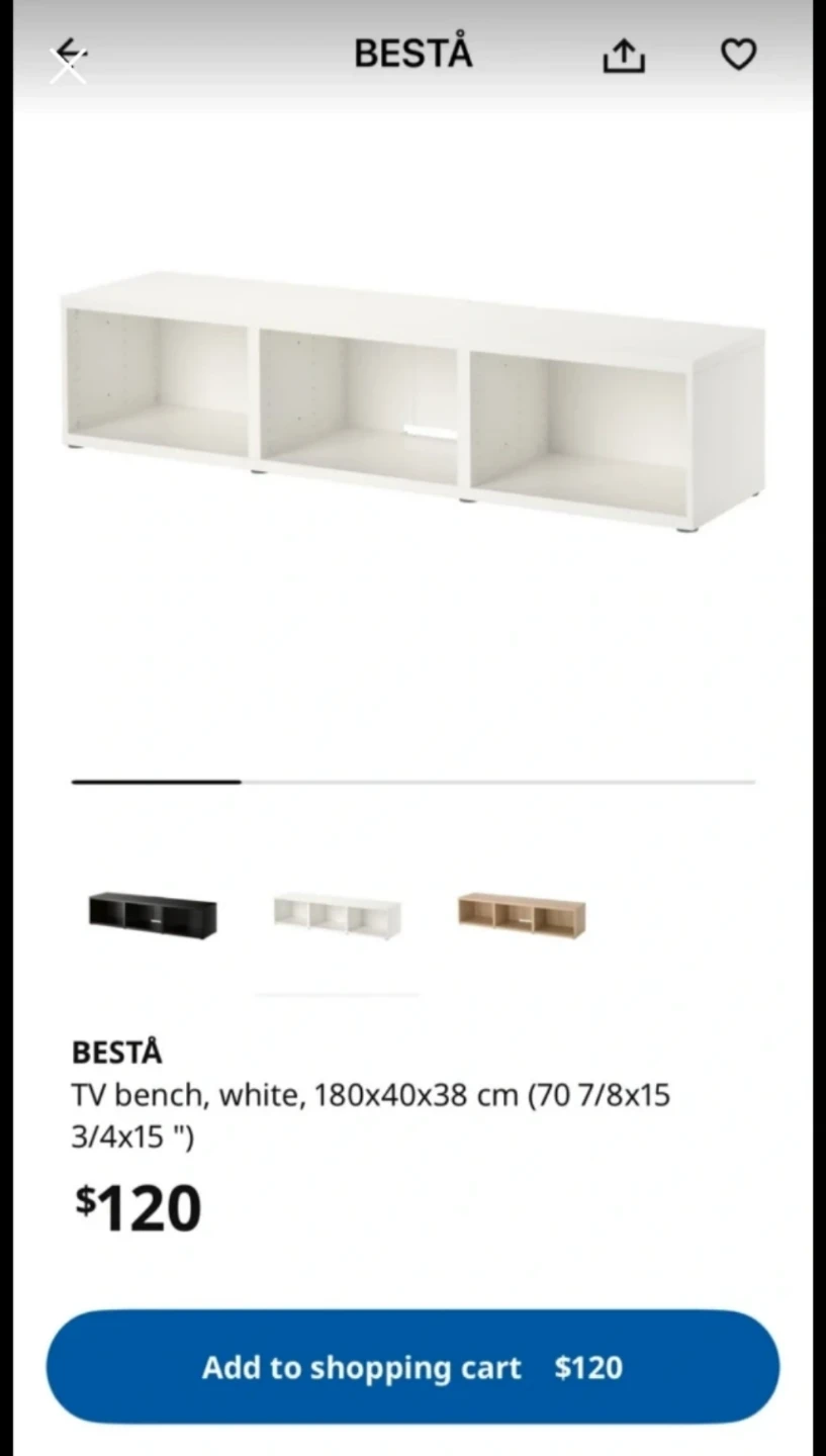 IKEA BESTÅ TV Bench - White (with 8 STUBBARP legs) - photo 3