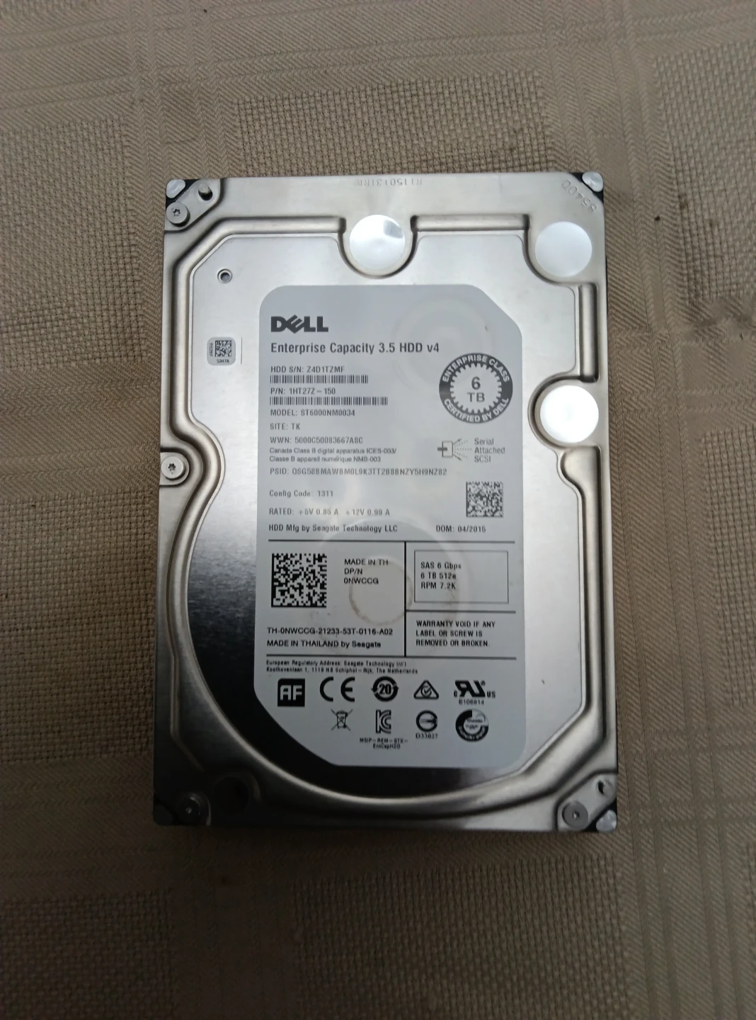 Dell Enterprise - Seagate 6TB SAS Hard Drive CMR $50