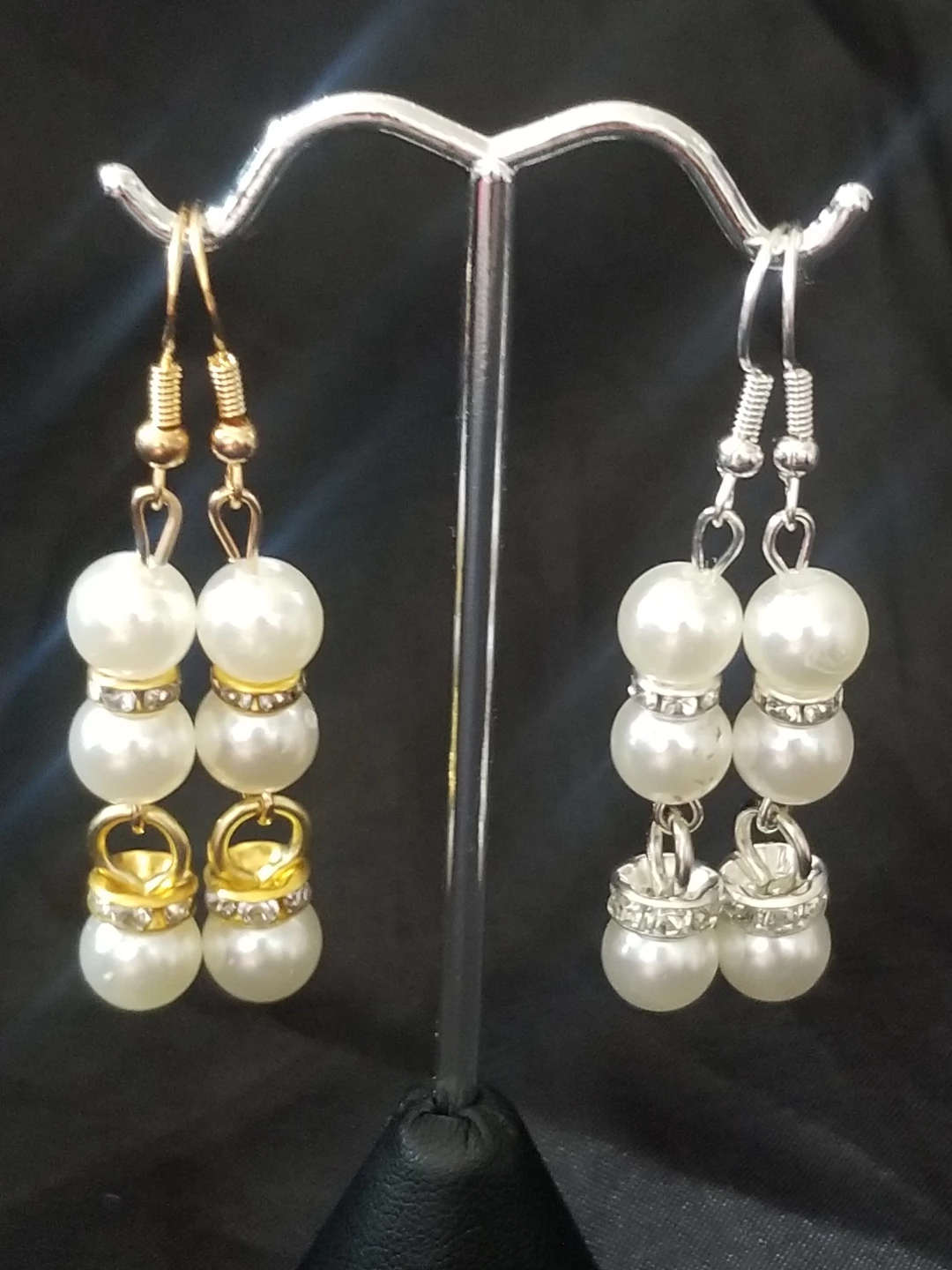 Pearl and Rhinestone Drop Earrings