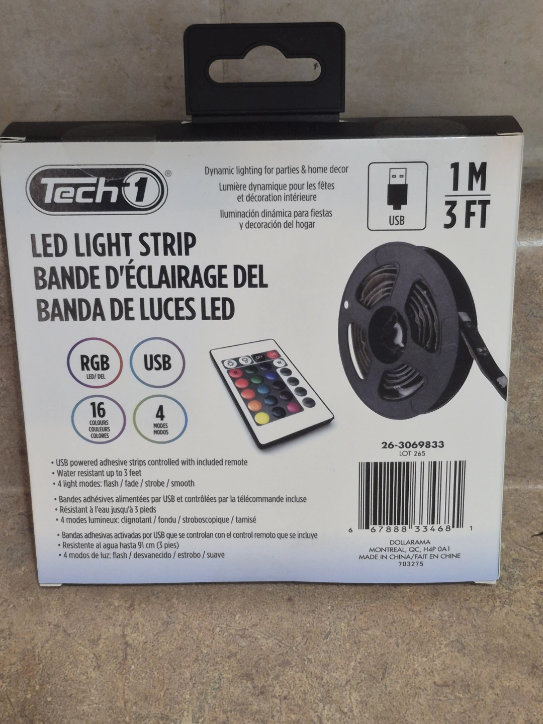BNIB)LED Light Strip 3FT RGB with Remote - photo 4