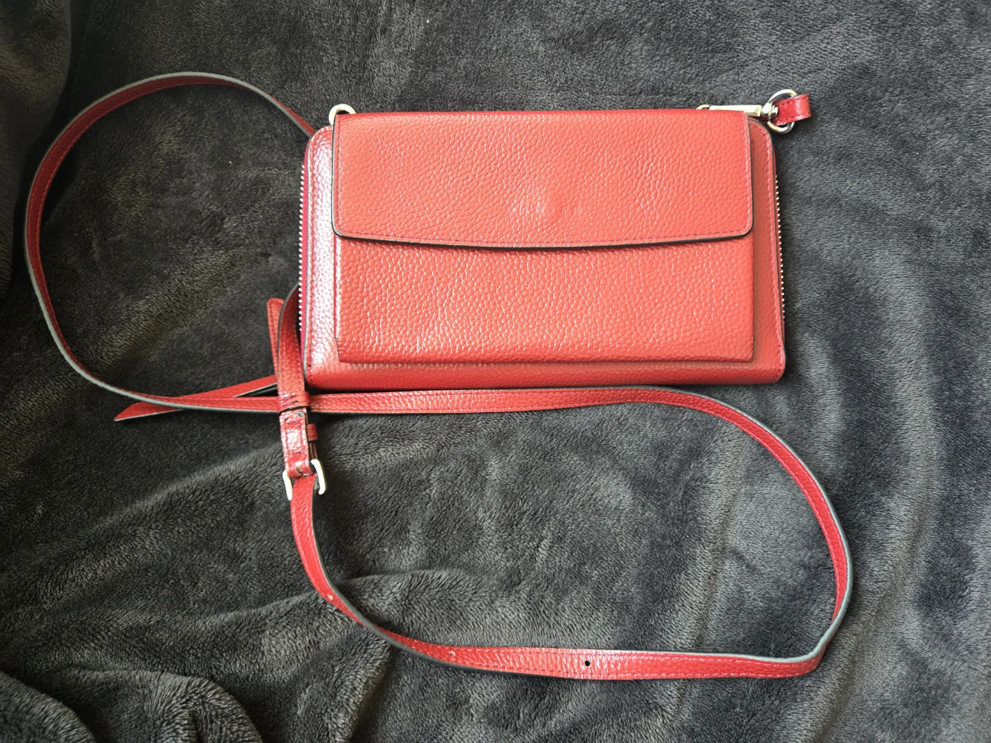 DANIEL Red Leather Wallet with Strap