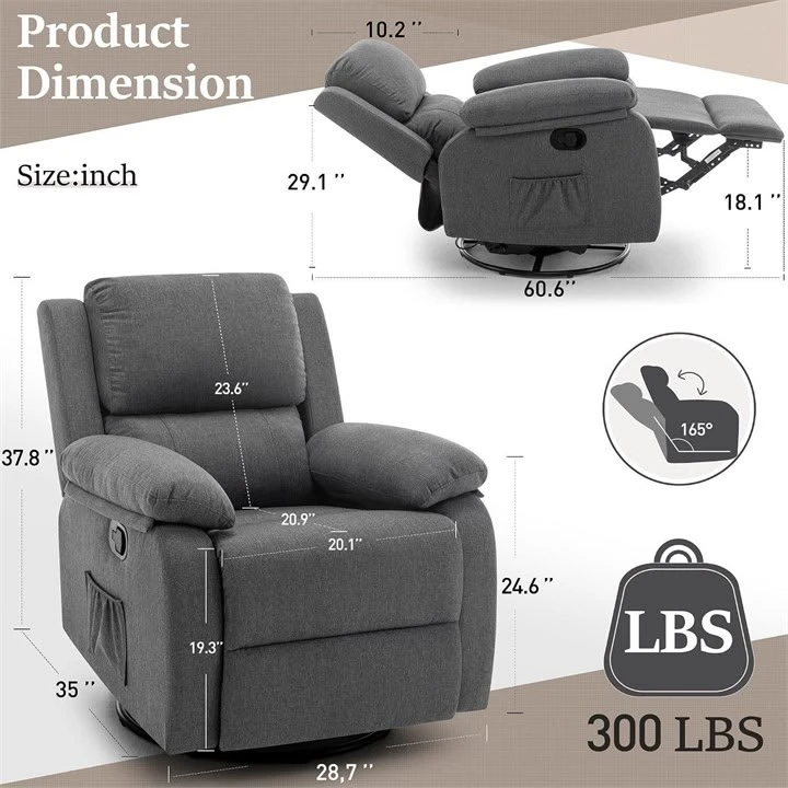 Grey Swivel Recliner Chair - photo 2