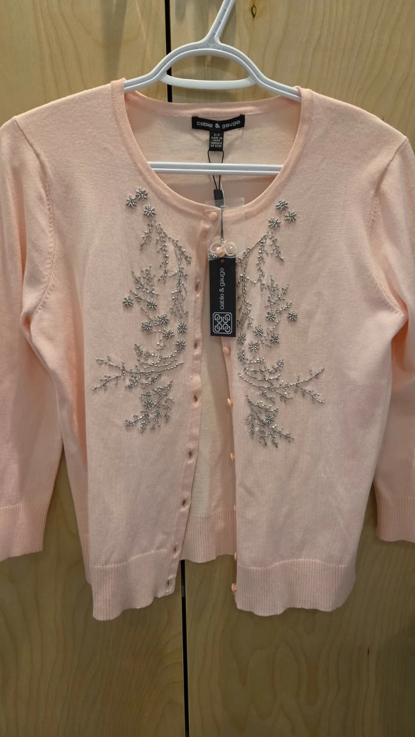 Cable & Gauge Pink Beaded Cardigan