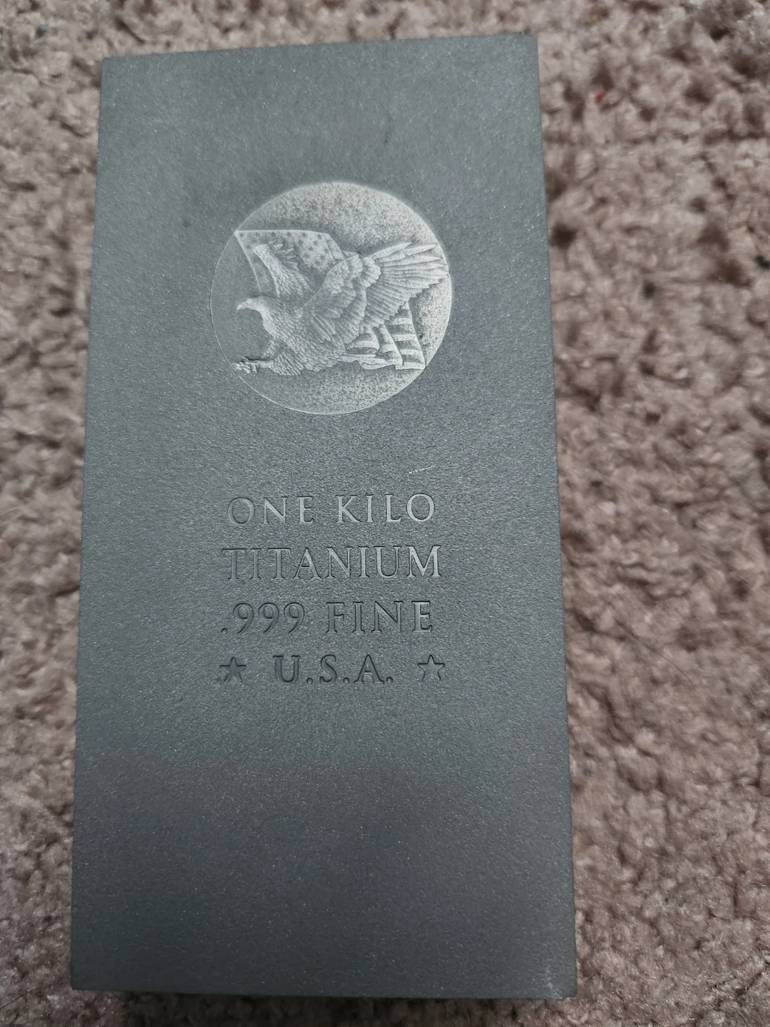 1 KILO TITATIUM BAR  .999 FINE MADE IN USA