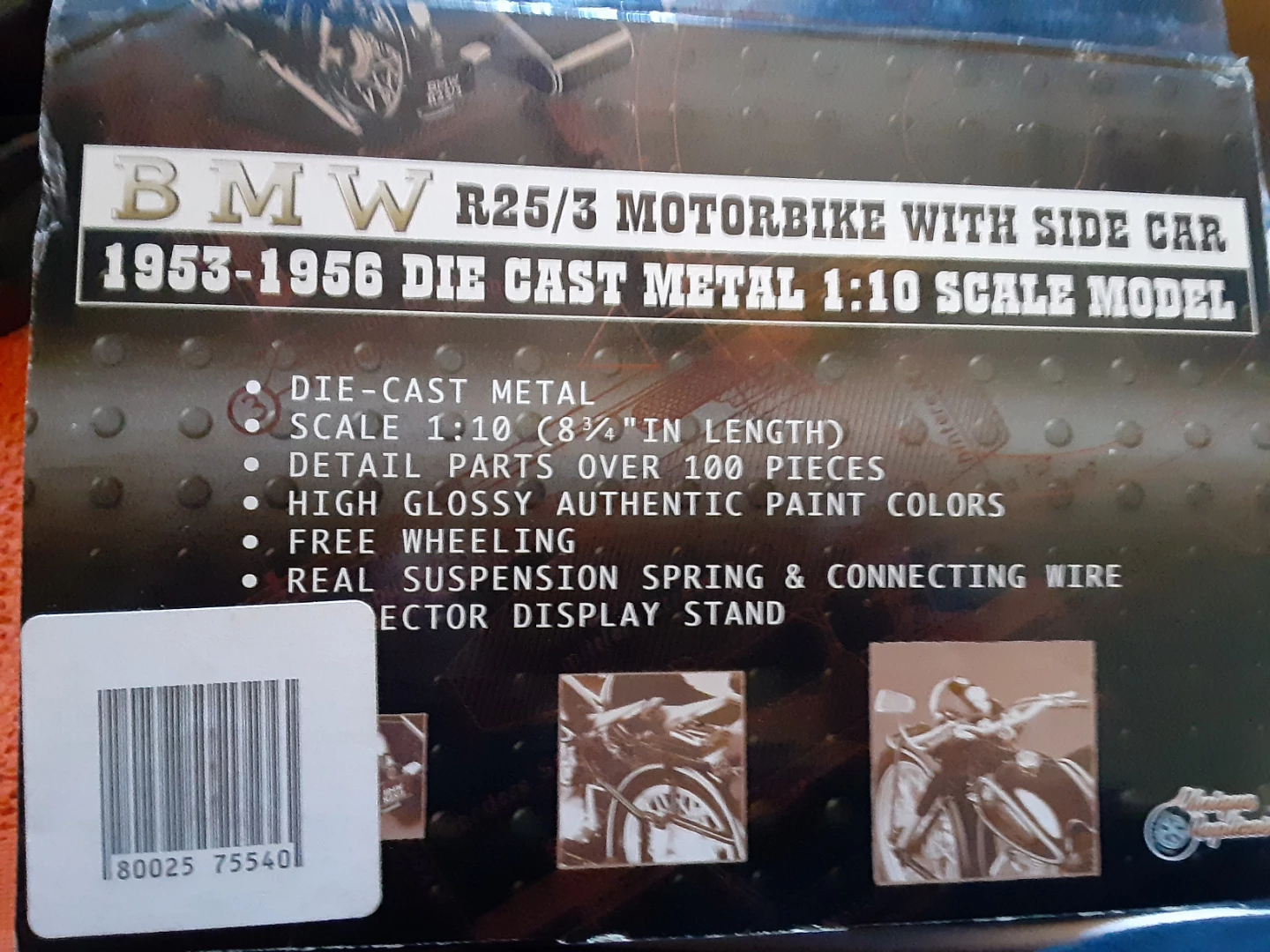 BMW R25/3 Motorbike with Side Car 1:10 Die Cast Metal Model - photo 2