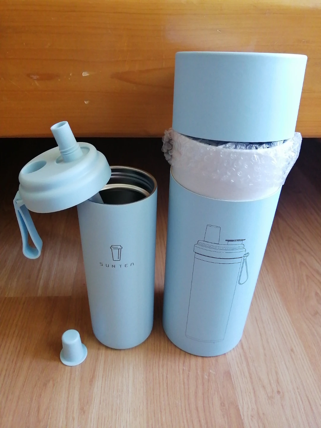 Blue Bubble Tea Tumbler with wide Straw