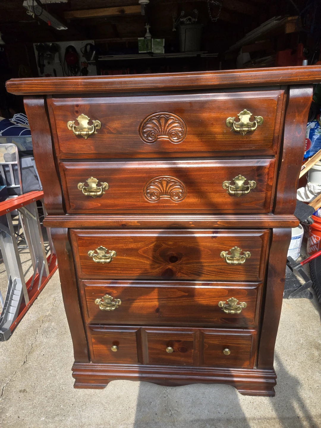 Wooden Dresser with Ornate Drawer Pulls