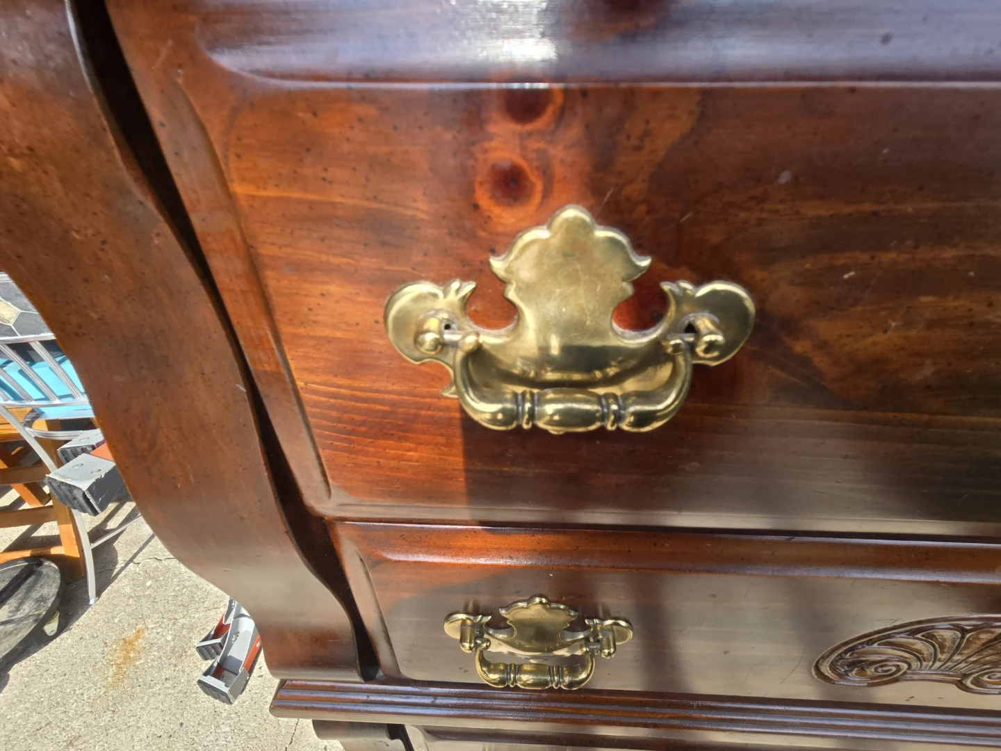 Wooden Dresser with Ornate Drawer Pulls - photo 2