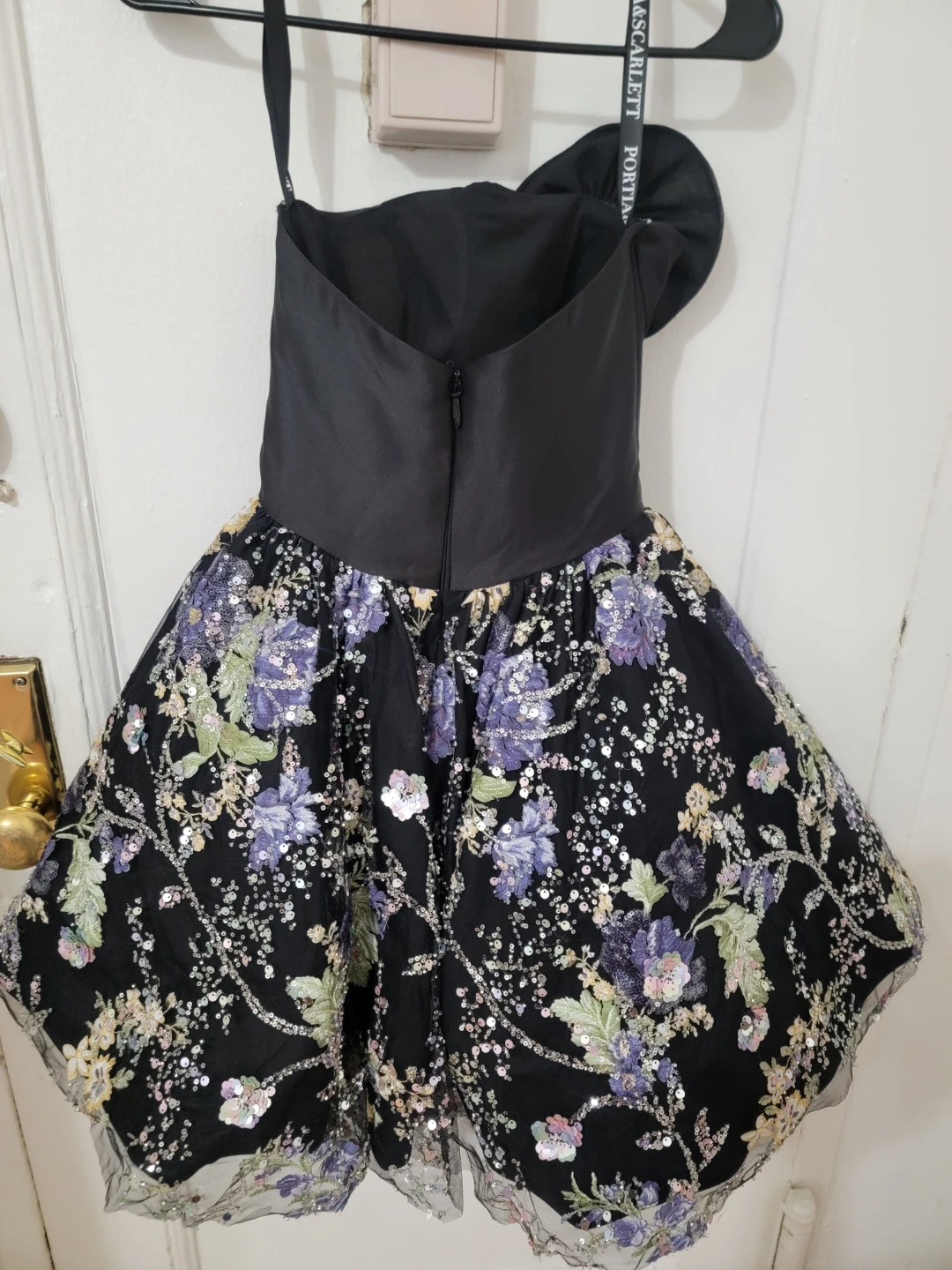 Black Floral Sequin Party Dress - photo 2