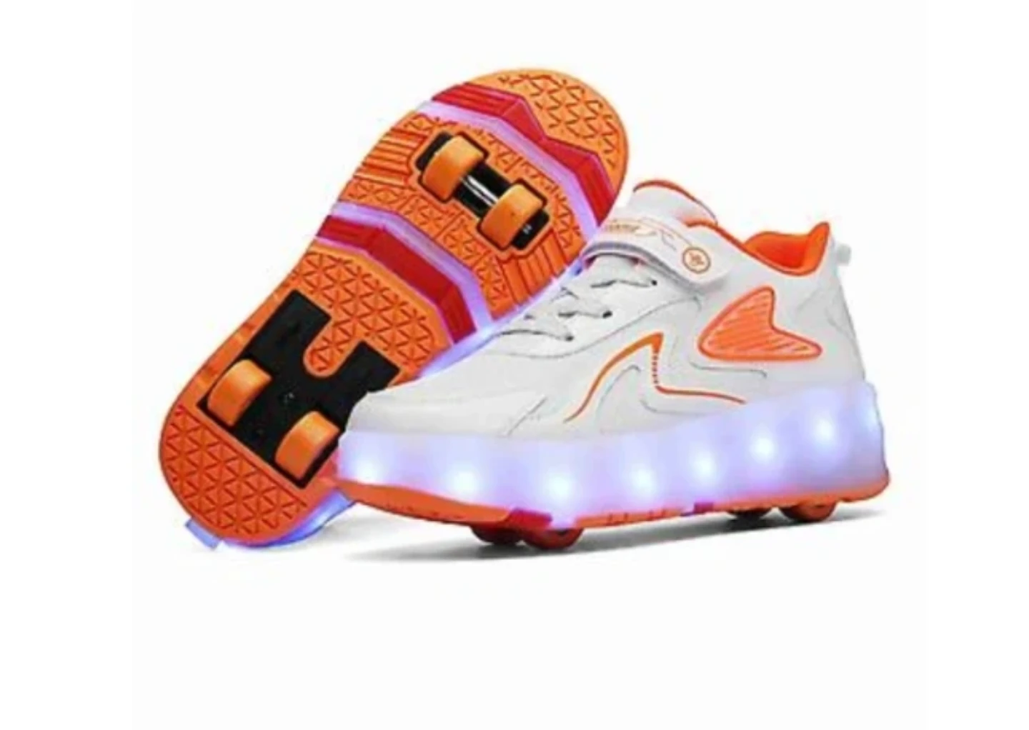 Brand New Kids Luminous Roller Shoes - White/Orange - Size 34 - photo 2