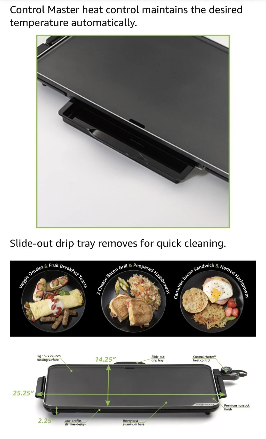Presto 22-inch Slimline Electric Griddle - photo 3