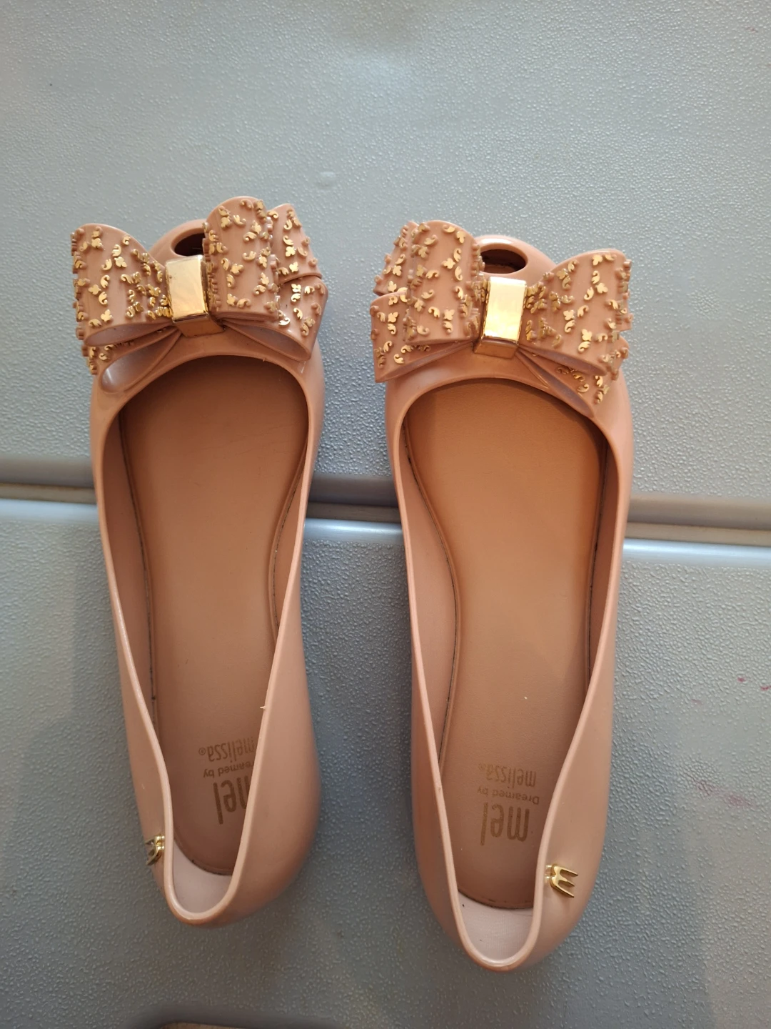 Melissa Shoes - Pink Ballet Flats with Bows - Size 35 EUR,  4 US