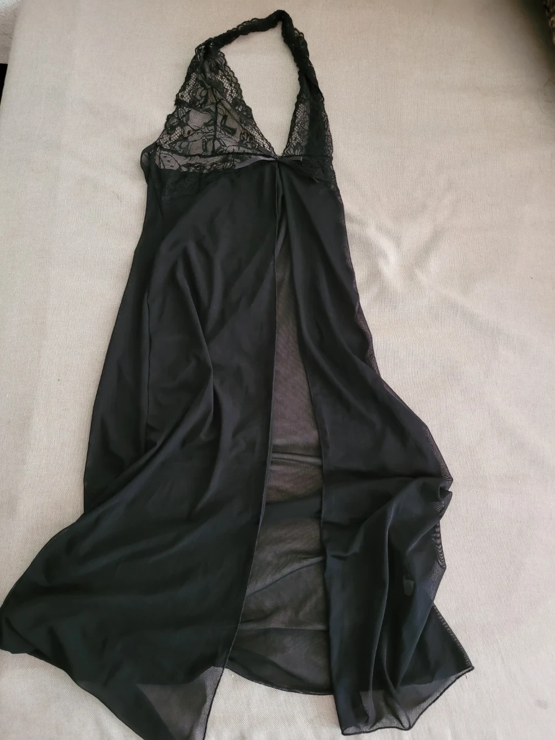 Black lace trim babydoll nightgown - photo 2