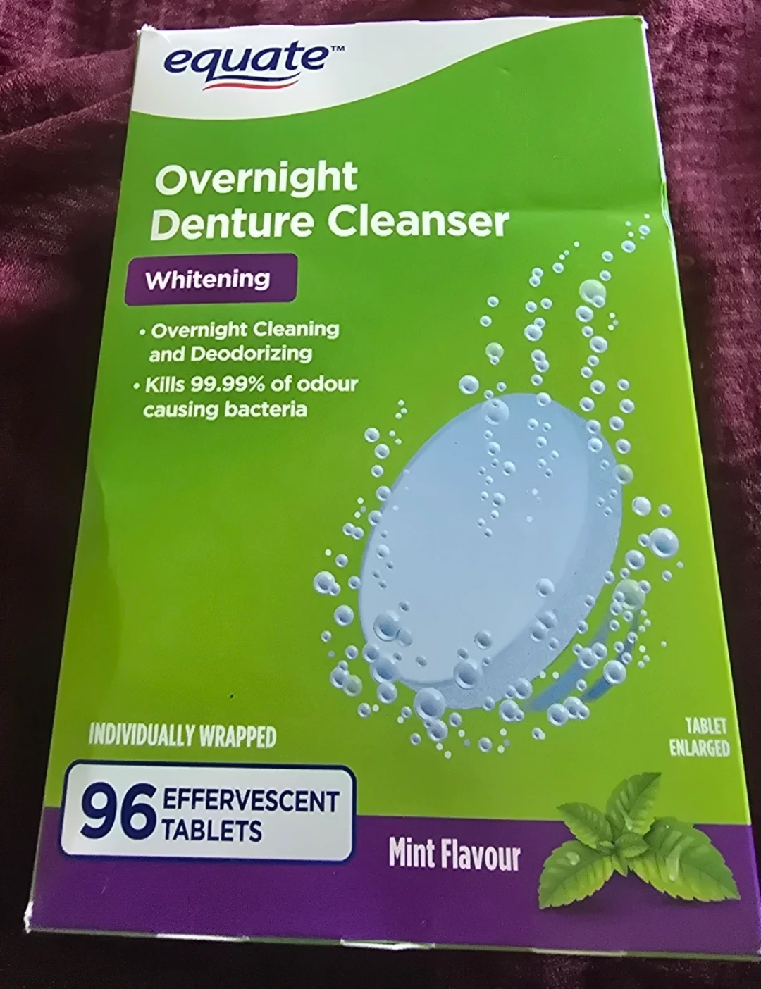 Equate Overnight Denture Cleanser Whitening 96 Tablets