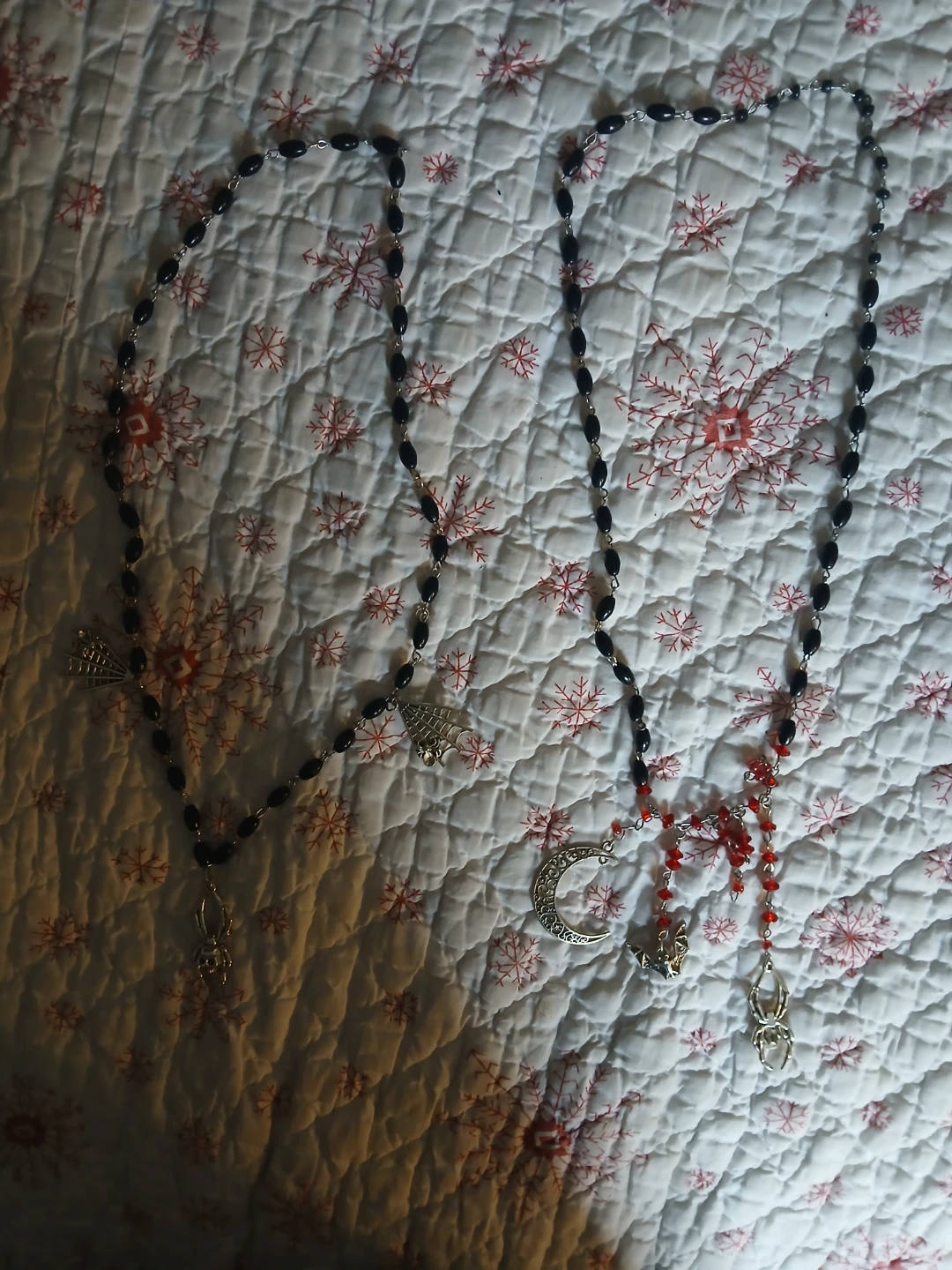 Goth Beaded Necklaces with Charms
