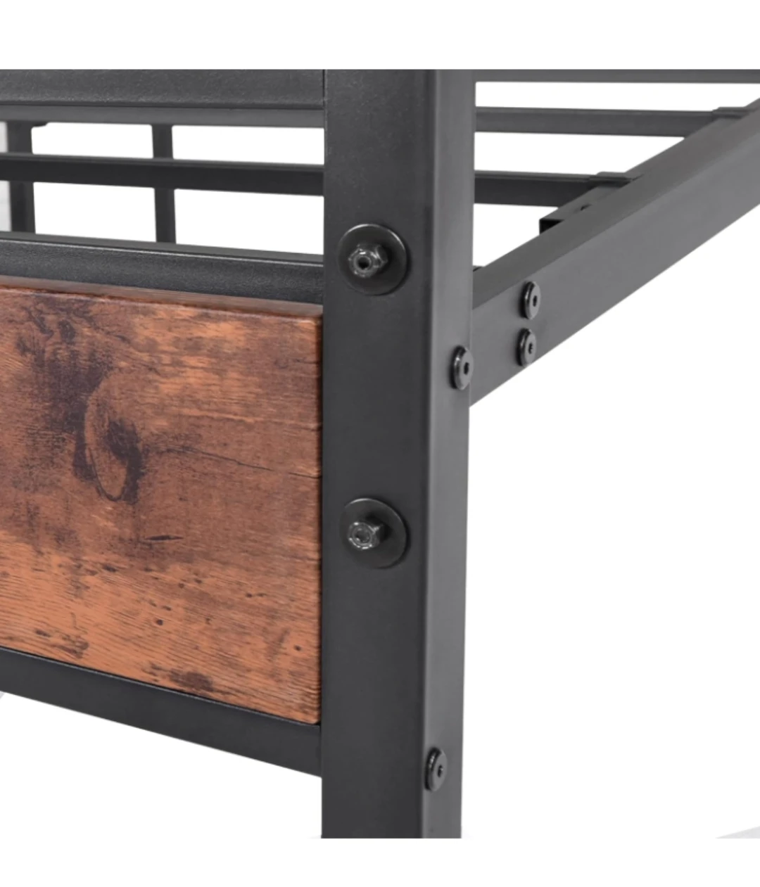 Twin Size Metal Bed Frame with Wood Grain Accents - photo 4