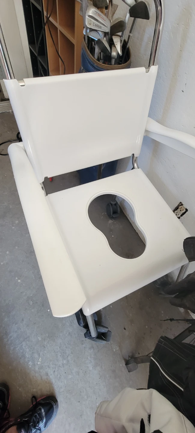 White Shower Chair with Commode Opening