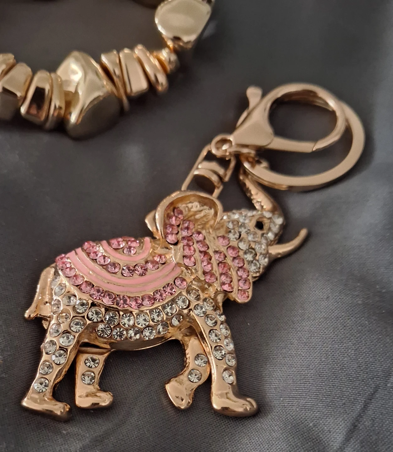 Gold-tone elephant keychain/stretchy brCeley - photo 5