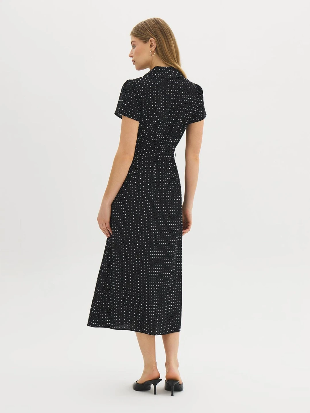 Suzi- Women's Black Polka Dot Midi Dress size S - photo 2