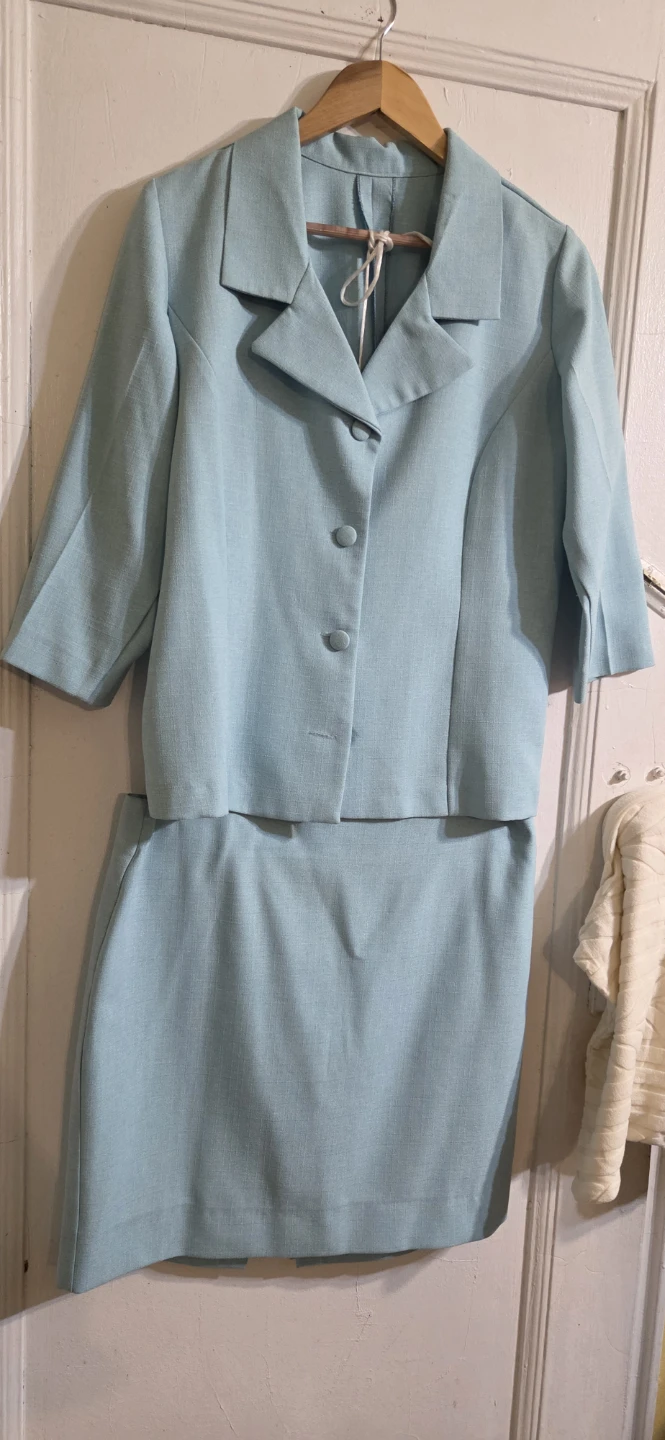 Light Blue Two-Piece Skirt Suit