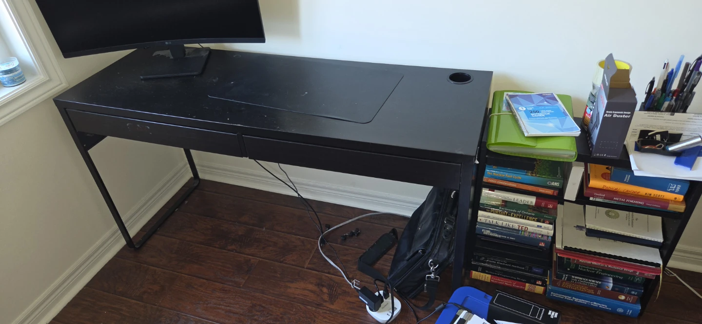 Black Ikea Desk with Drawers plus matching shelf - photo 2