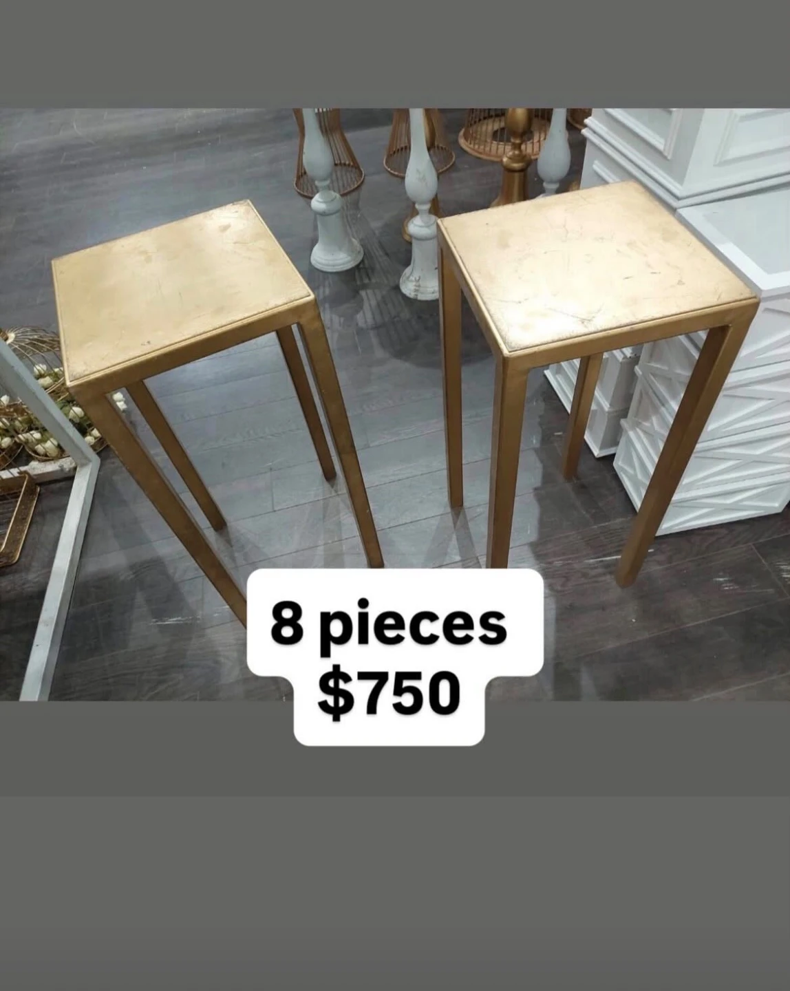 Set of 8 Gold Side Tables