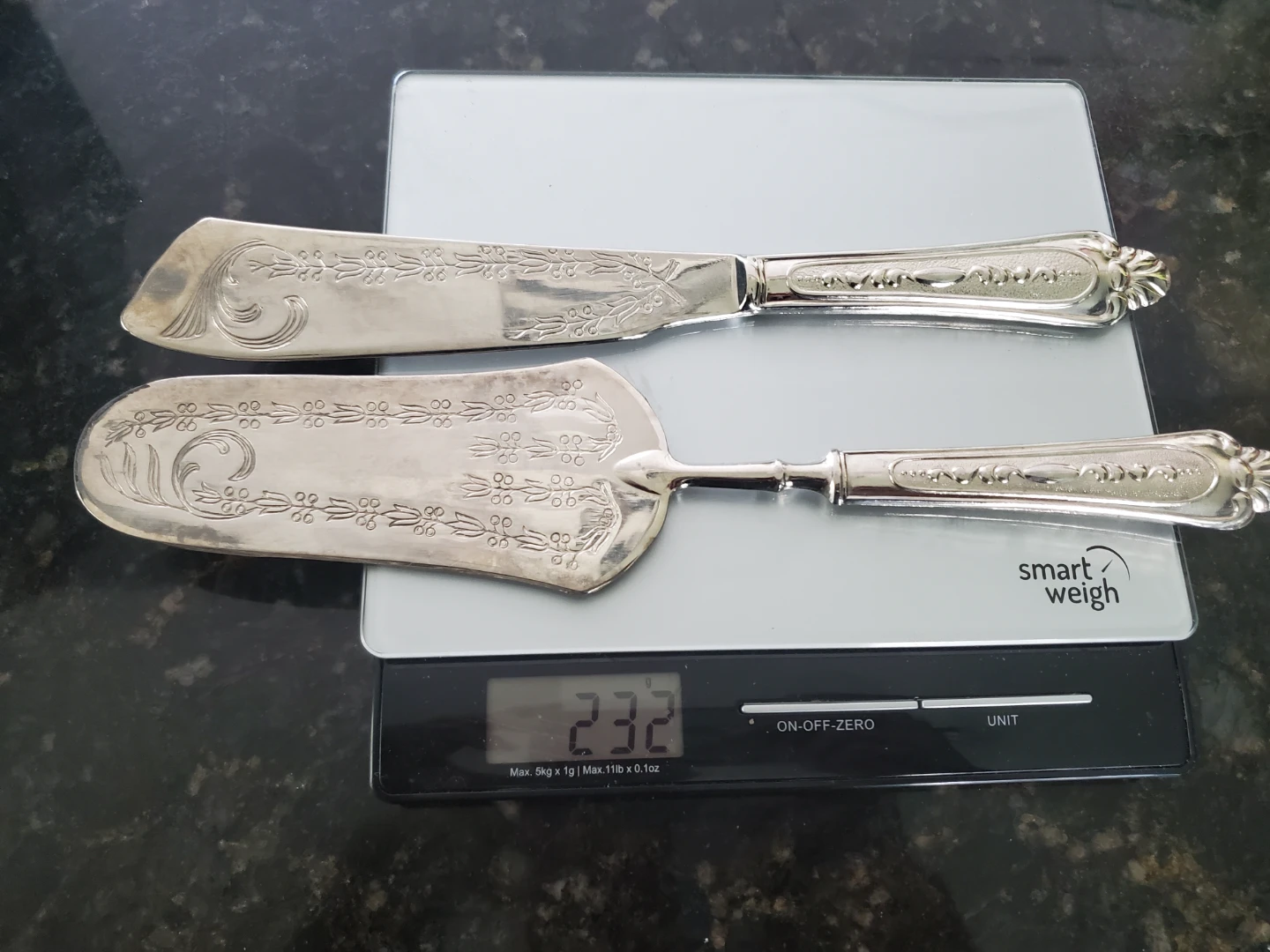 Vintage Silver-Plated Cake Server and Knife Set